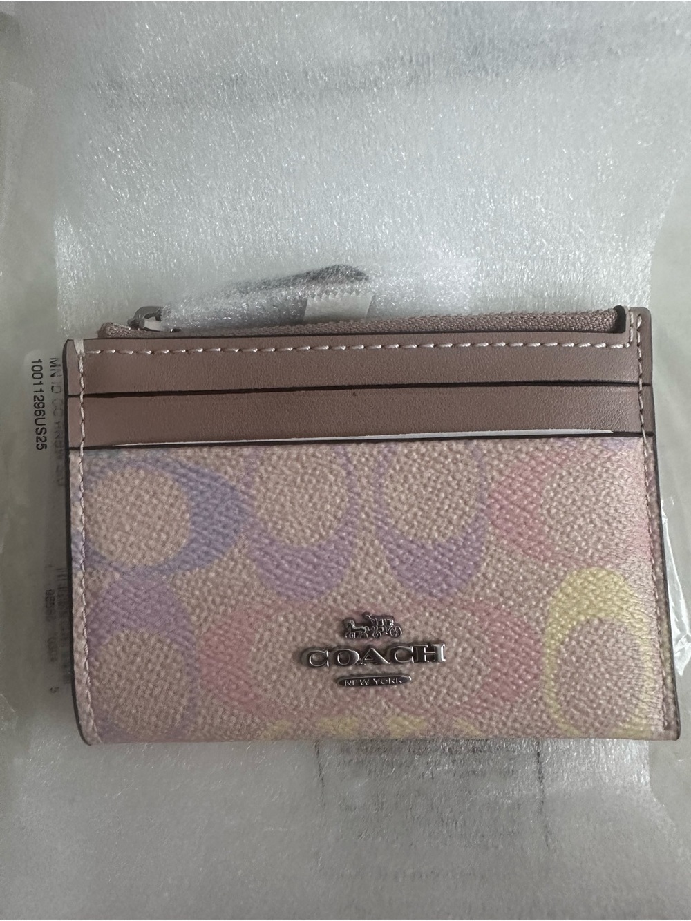 Mini Skinny Id Case In Rainbow Signature Canvas